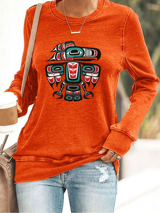 Women's Indigenous Totem Casual Sweatshirts