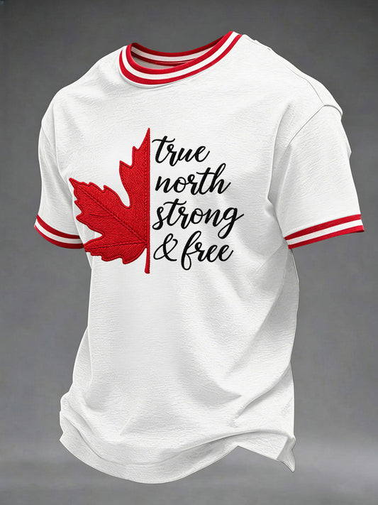 Men's Canada True North Strong And Free Printed Casual T-Shirt