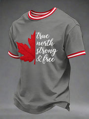 Men's Canada True North Strong And Free Printed Casual T-Shirt