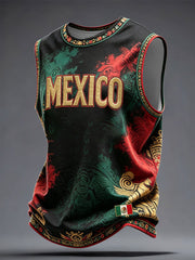 Men's Mexico Football Lover Art Printed Tank Tops