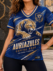 Women's Vamos Auriazules Mexico Football Lover Printed T-Shirt