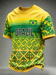 Men's Summer 2026 Brazil Football Fan Gift Short Sleeve T-Shirt