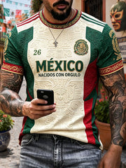 Men's Mexico Football Lover Art Printed T-shirt