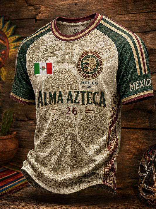 Men's Mexico Football Lover Art Printed T-shirt