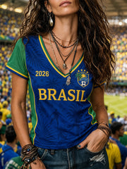 Women's Gift For Football Fans Print Casual V-Neck Tee