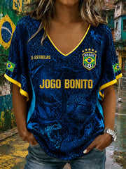 Women's Brazilian Soccer V-Neck T-Shirts