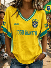 Women's Brazilian Soccer V-Neck T-Shirts