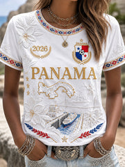 Women's Panama Soccer Print Casual T-shirt