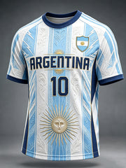 Men's Argentina Football Inspired Print Comfy Short Sleeves T-shirt