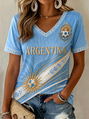Women's Gift For Football Fans Print Casual V-Neck Tee