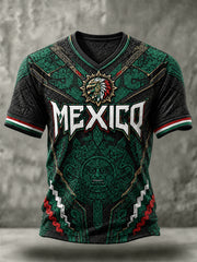 Men's Mexico Football Lover Art Short Sleeve V-neck T-shirt