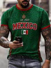 Men's Mexico Football Lover Art O-neck Short Sleeve T-shirt