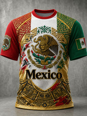 Men's Mexico Football Lover Art O-neck Short Sleeve T-shirt