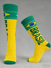 Comfortable Brazil Football Fan Gift Printed Socks