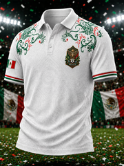 Men's Mexico Football Lover Art Printed polo shirt