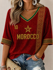 Women’s Morocco Football Printed Casual T-Shirt