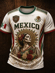 Men's Mexico Football Lover La Catrina Art Printed T-shirt