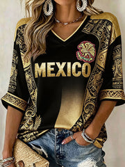Women's Mexico Independence Day Art Printed T-shirt