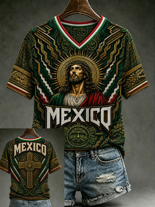 Women's Mexico Lover Art V-neck Short Sleeve T-shirt