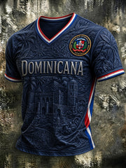Men's Dominican Printed V-neck T-shirt