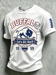 Men's Football Lover Buffalo Print Casual Waffle Tee