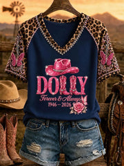 Women's Rip Country Music Queen of Country Printed V-neck T-shirt