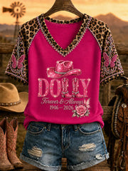 Women's Rip Country Music Queen of Country Printed V-neck T-shirt