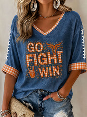 Women's Game Day Football Print Casual T-shirt