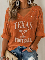 Women's Game Day Football Print Casual T-shirt