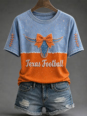 Women's Game Day Football Print Casual T-shirt