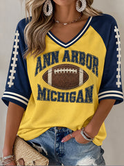 Women's University Football Lover Printed T-shirt