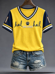 Women's University Football Lover Printed T-shirt