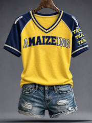 Women's University Football Lover Printed T-shirt