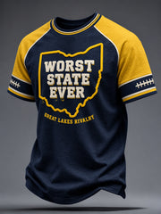 Men's University Football Lover Printed T-shirt