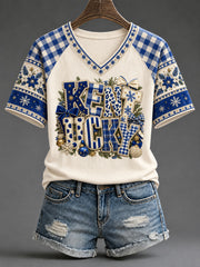 Women's Kentucky Pumpkin Print Casual T-Shirt