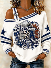 Women's Football Gameday Gift For Football Fans Casual Off-Shoulder Sweatshirt