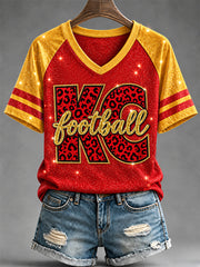 Women's Football Gameday Gift For Football Fans V-Neck Tee