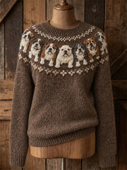 Women's Vintage Bulldogs Yoke Isle Print crew neck sweater