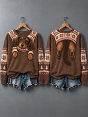 Women's Cute Dogs In Autumn And Winter Print Sweatshirt