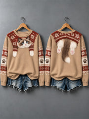 Women's Cute Cats In Autumn And Winter Print Sweatshirt