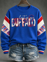 Women's Football Lover Buffalo Print Casual Sweatshirt
