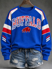 Women's Football Lover Buffalo Print Casual Sweatshirt