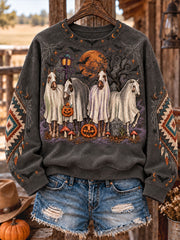 Women's Western Halloween Horses Art Printed Sweatshirt