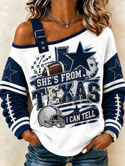 Women's Football Gameday Gift For Football Fans Casual Off-Shoulder Sweatshirt