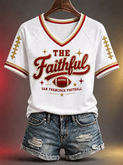 Women's Football Gameday Gift For Football Fans Casual V-Neck Tee