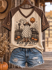 Women's Western Halloween Art Printed T-shirt