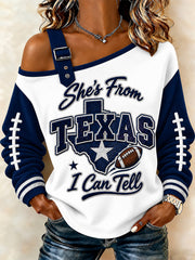 Women's Football Gameday Gift For Football Fans Casual Off-Shoulder Sweatshirt