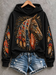 Women's Western Horse Print Regular Sweatshirt