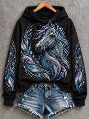 Women's Western Horse Print Regular Sweatshirt