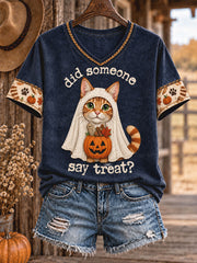 Women's Western Style Halloween Animals Art Printed T-shirt